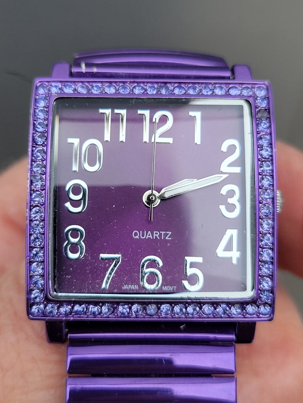 Purple Square Face Rhinestone Watch - Picture 7 of 8